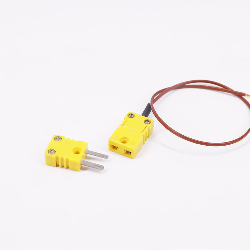 Pengukuran suhu bersarung PTFE coklat Kabel sambungan termokopel 2 wayar dengan palam termokopel untuk sensor jenis K sentuhan langsung