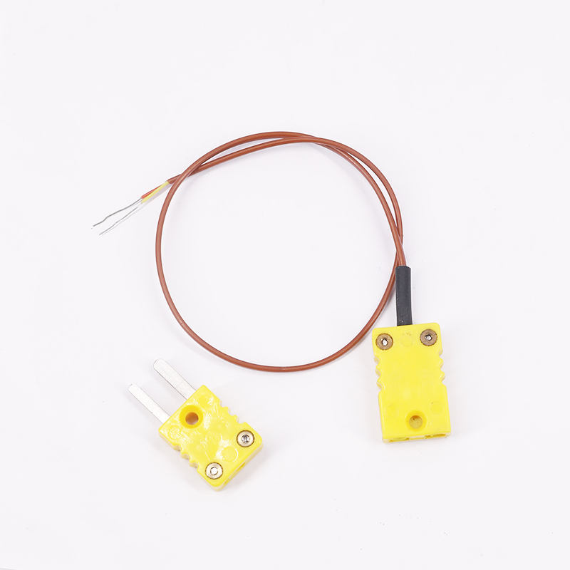 Pengukuran suhu bersarung PTFE coklat Kabel sambungan termokopel 2 wayar dengan palam termokopel untuk sensor jenis K sentuhan langsung