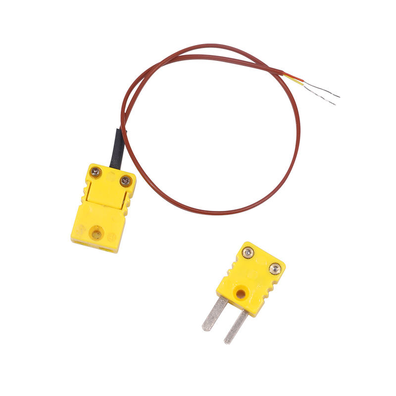 Pengukuran suhu bersarung PTFE coklat Kabel sambungan termokopel 2 wayar dengan palam termokopel untuk sensor jenis K sentuhan langsung