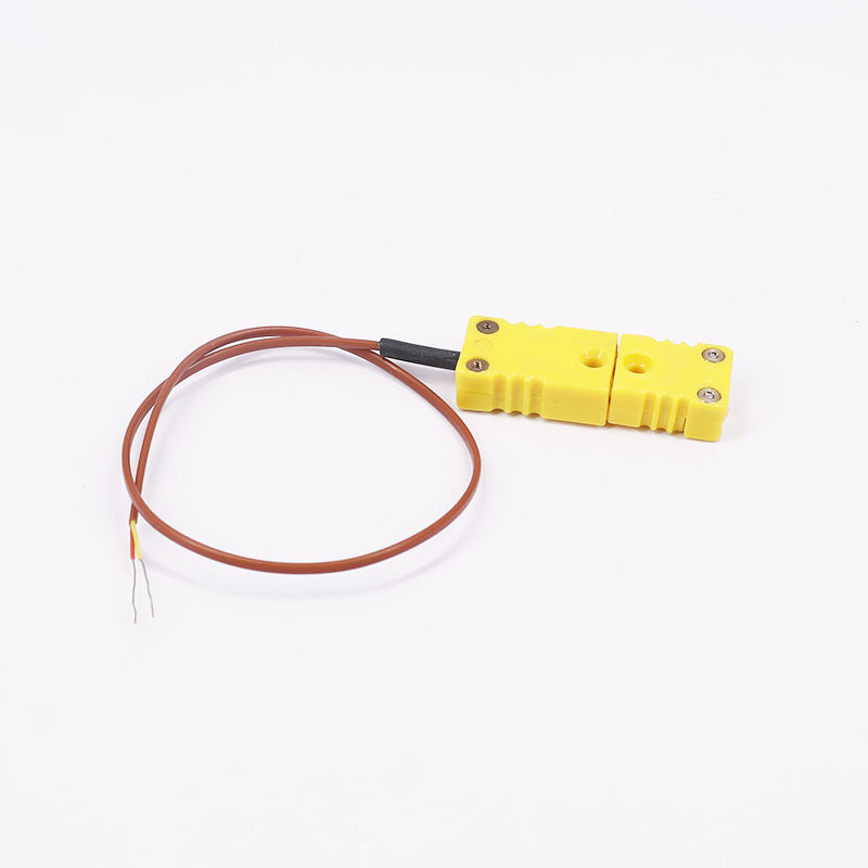 Pengukuran suhu bersarung PTFE coklat Kabel sambungan termokopel 2 wayar dengan palam termokopel untuk sensor jenis K sentuhan langsung